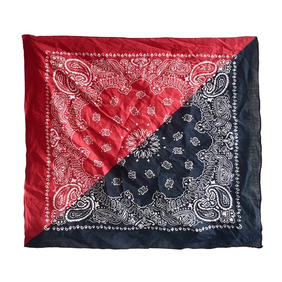 Red blue diagonal paisley print cotton bandana - Picture 3 of 4